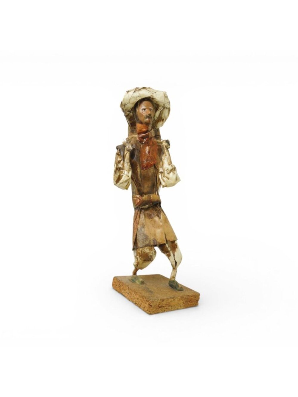 Vintage Mexican Paper Mache Folk Art Xalisco Style Figure Carrying Sack 11"